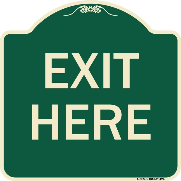 Signmission Parking Lot Exit Here Heavy-Gauge Aluminum Architectural Sign, 18" L, 18" H, G-1818-23424 A-DES-G-1818-23424 - main